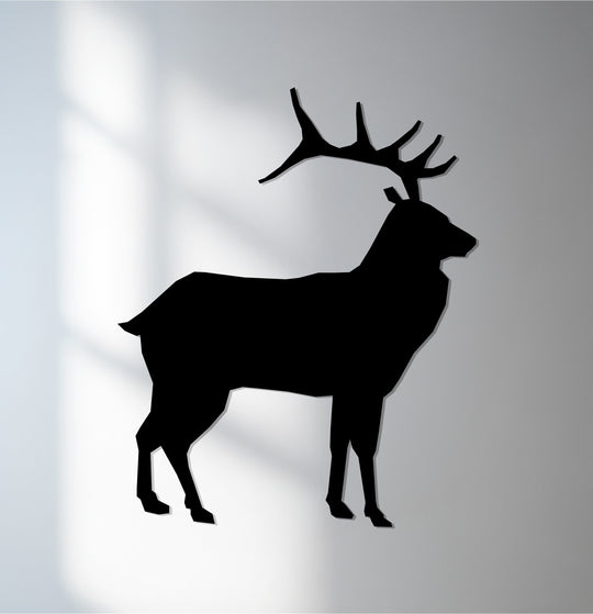 The darkest area defines this deer silhouette as a captivating example of unique metal wall art, offering rustic nature-inspired home décor.