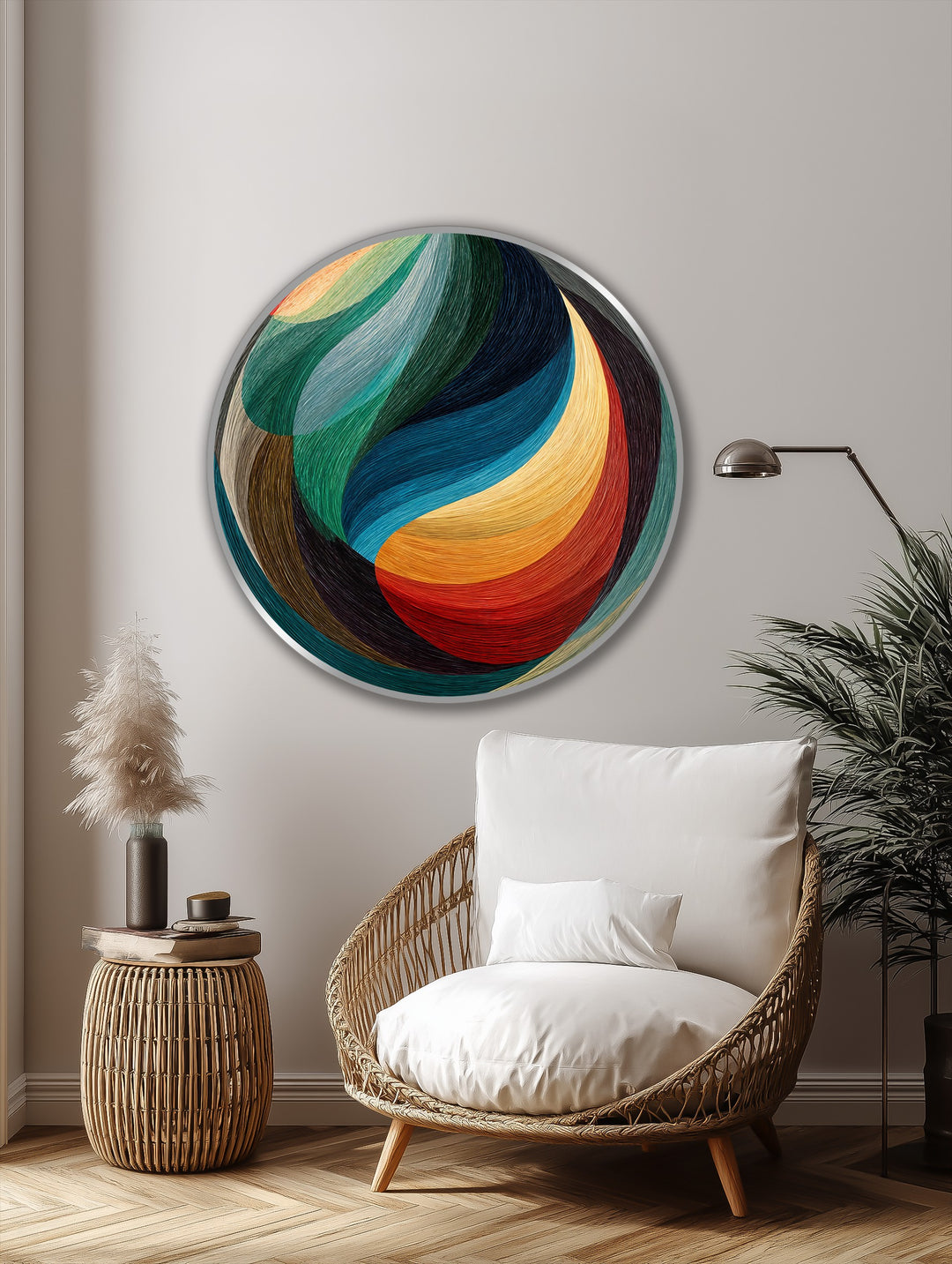 Flux chromatique–Rond abstrait moderne Tableau Peinture à l’huile