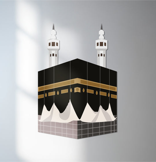 Finely crafted decoration wall art showcases the Kaaba’s sacred geometry with high-grade metal, highlighting the exquisite texture and spiritual depth of this Islamic holy site.