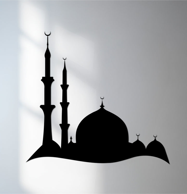 Elegant mosque silhouette metal wall art