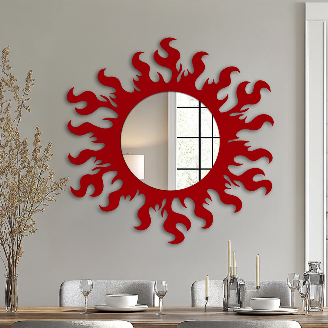 Solar Wave Round Decorative Wall Mirror – Modern Asymmetrical Mirror Wall Decor