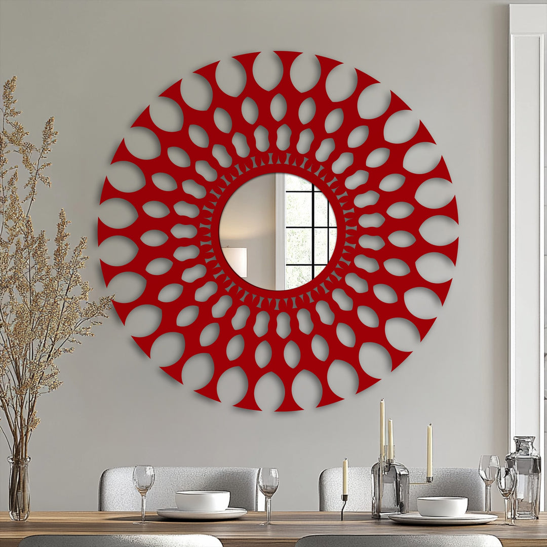 Radiant Pattern Round Decorative Wall Mirror – Modern Artistic Mirror Wall Decor