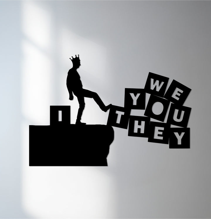 Ego King Motivational Metal Wall Art with crown silhouette design