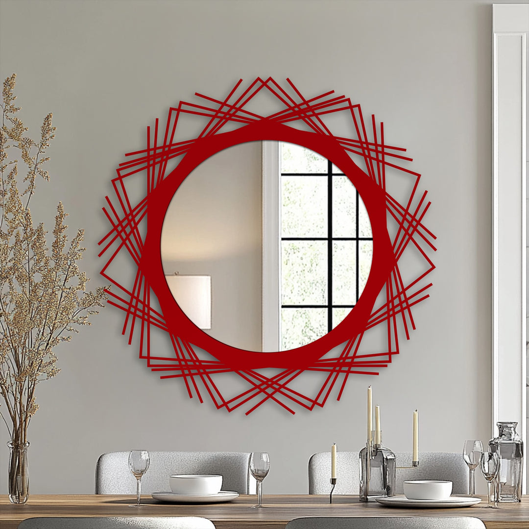 Crossed Line Halo Round Decorative Wall Mirror – Modern Geometric Mirror Wall Decor