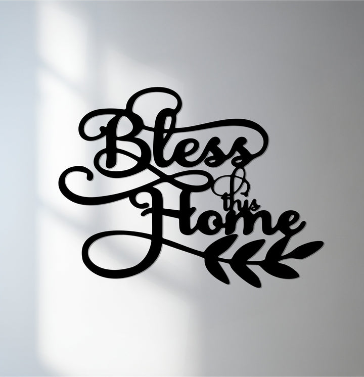 Bless This Home inspirational metal wall art