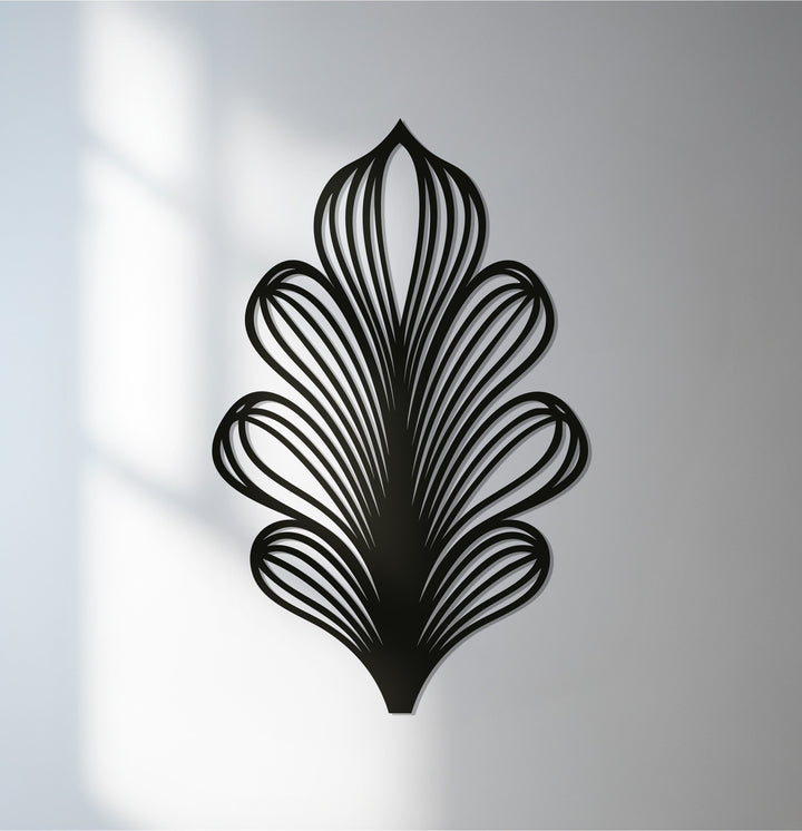 Black leaf metal wall art for modern botanical home decor