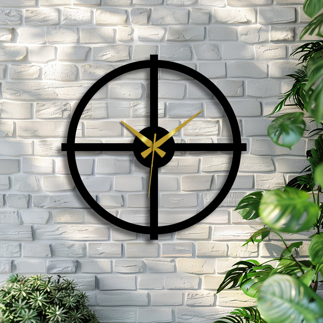 Gentle light enhances the minimalist design of this black cross decorative metal art clock, a modern accent piece for contemporary interiors.
