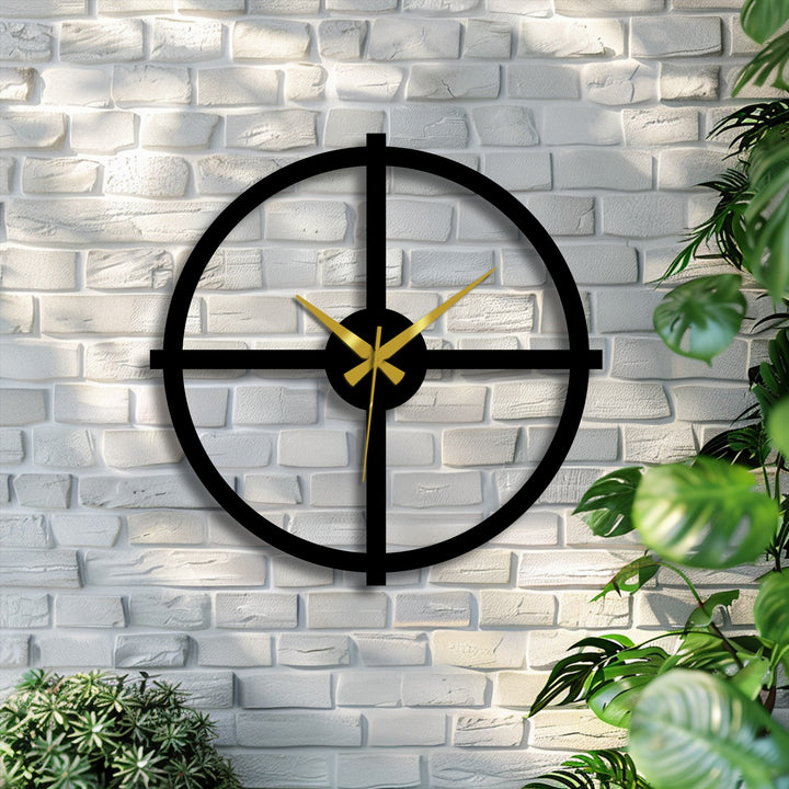 Gentle light enhances the minimalist design of this black cross decorative metal art clock, a modern accent piece for contemporary interiors.