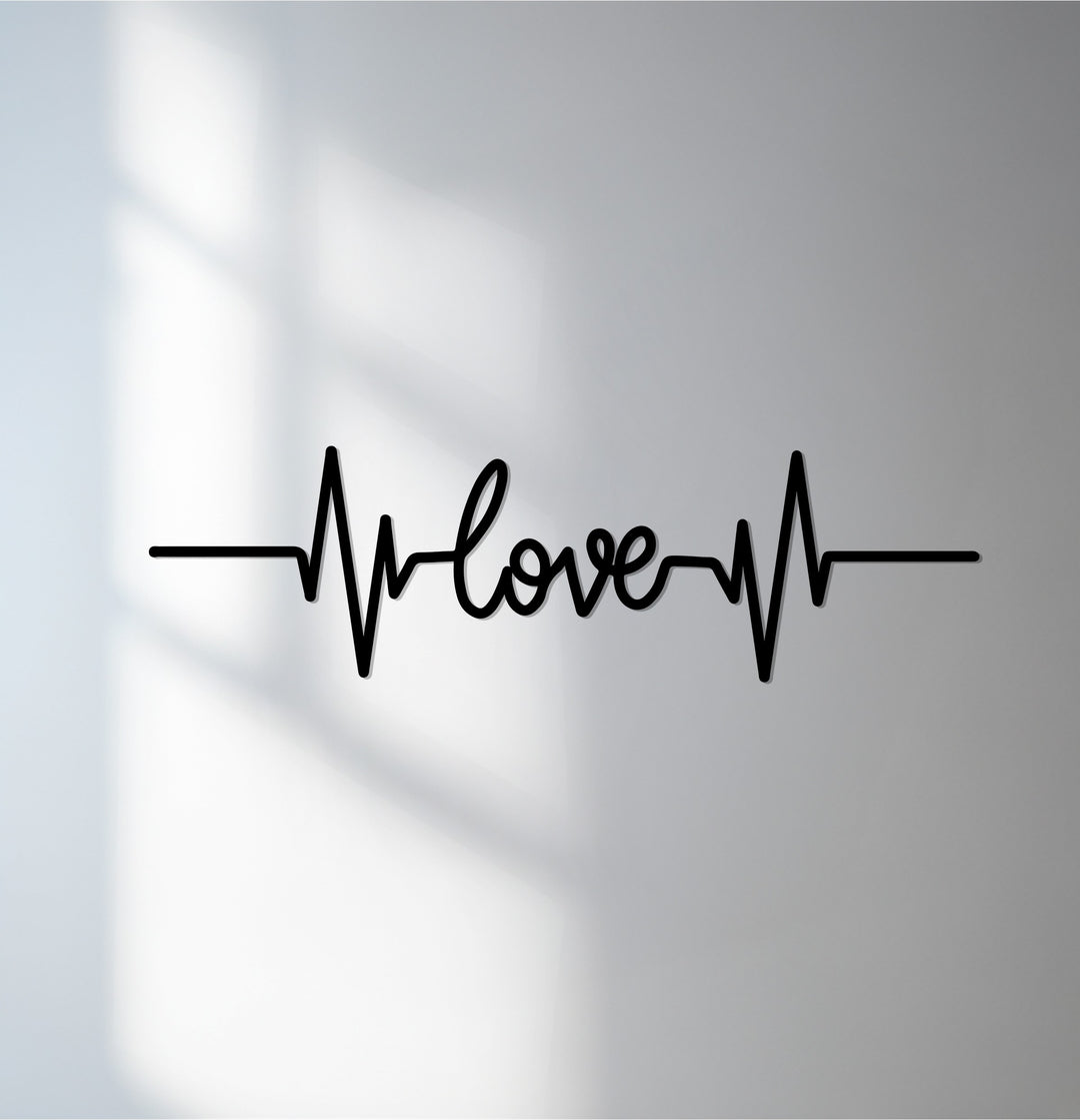 Heartbeat love metal wall art