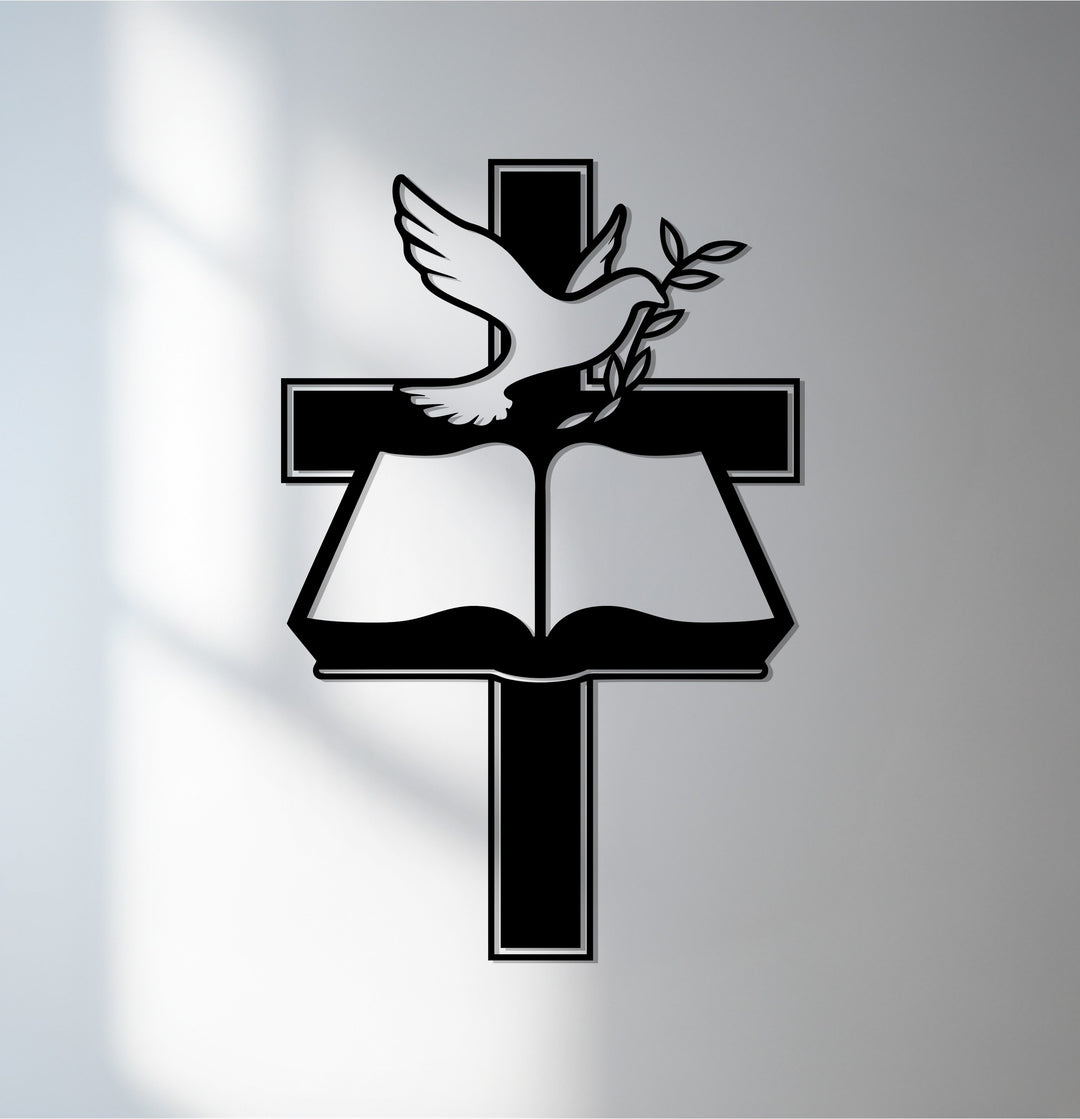 Christian cross metal wall art