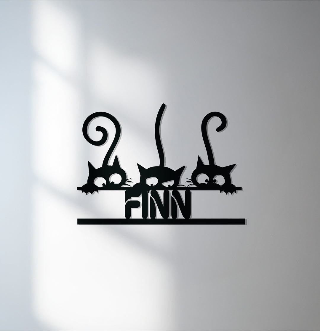 Personalized cat name metal wall art decor