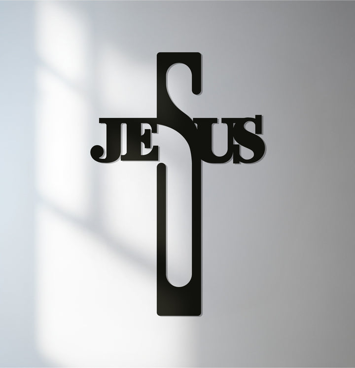 Jesus cross metal wall art in minimalist design
