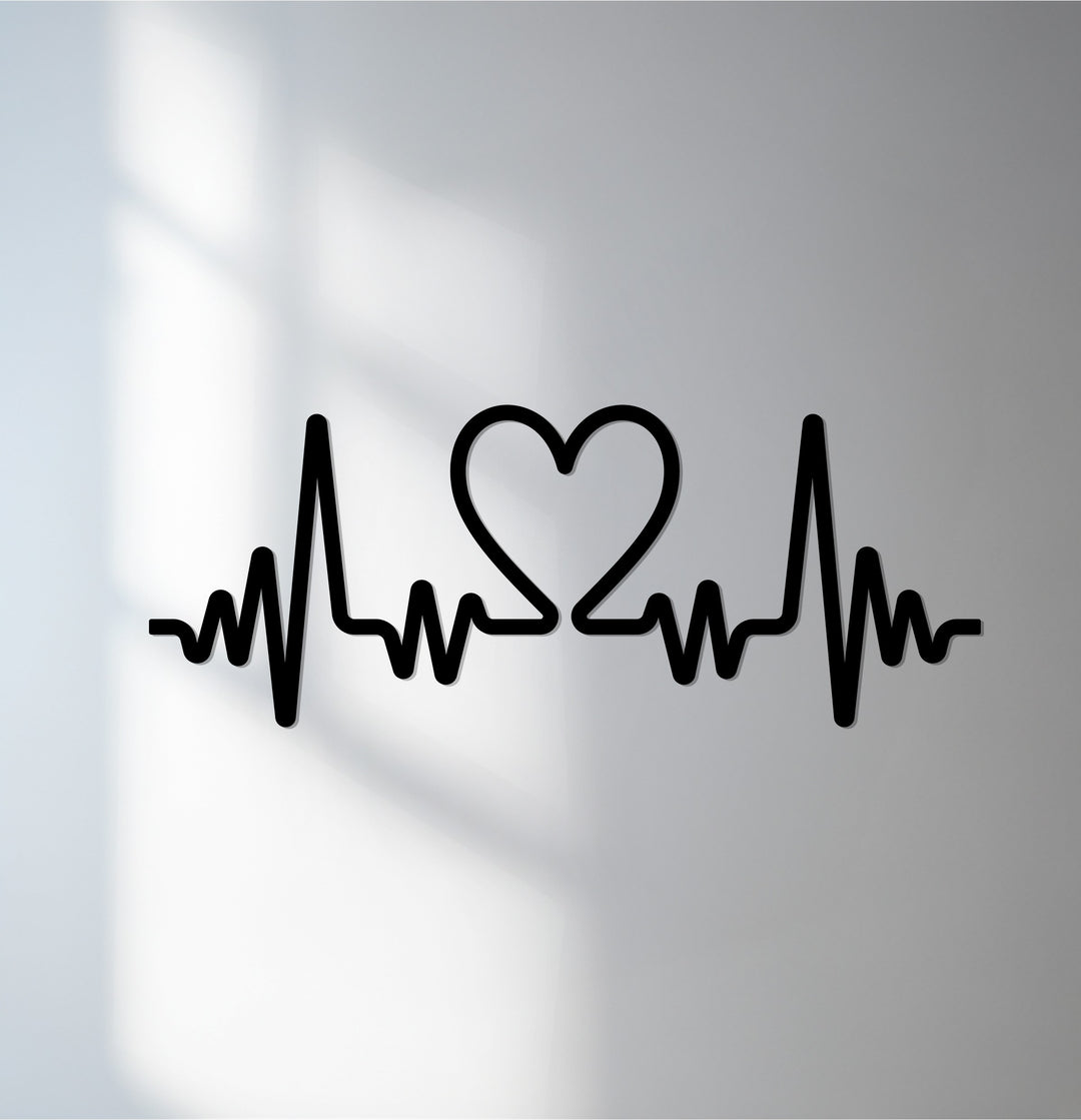 Heartbeat heart metal wall art