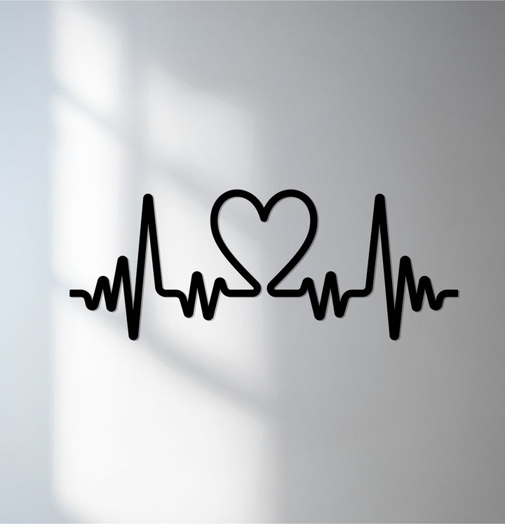 Heartbeat heart metal wall art