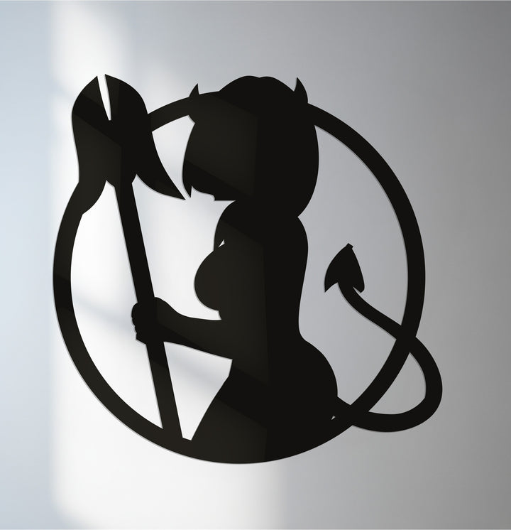Dark temptress silhouette metal wall art in black