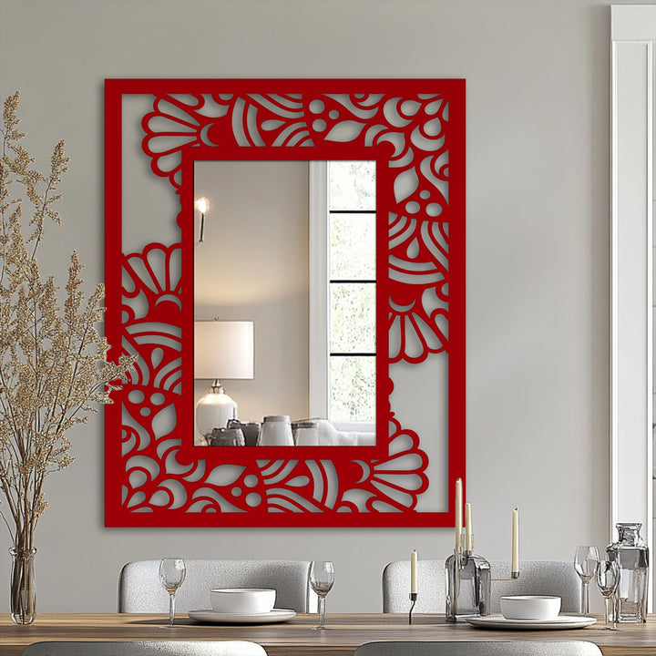 black floral floor mirror