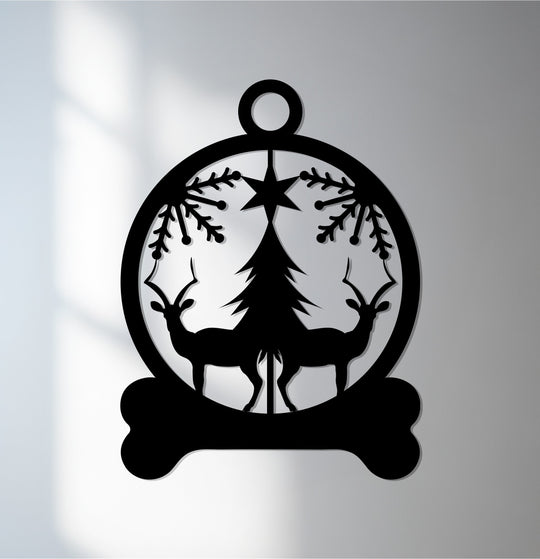 Subtle variations in color temperature create a monochromatic display of this winter harmony reindeer and tree metal wall decor, emphasizing its minimalist style.