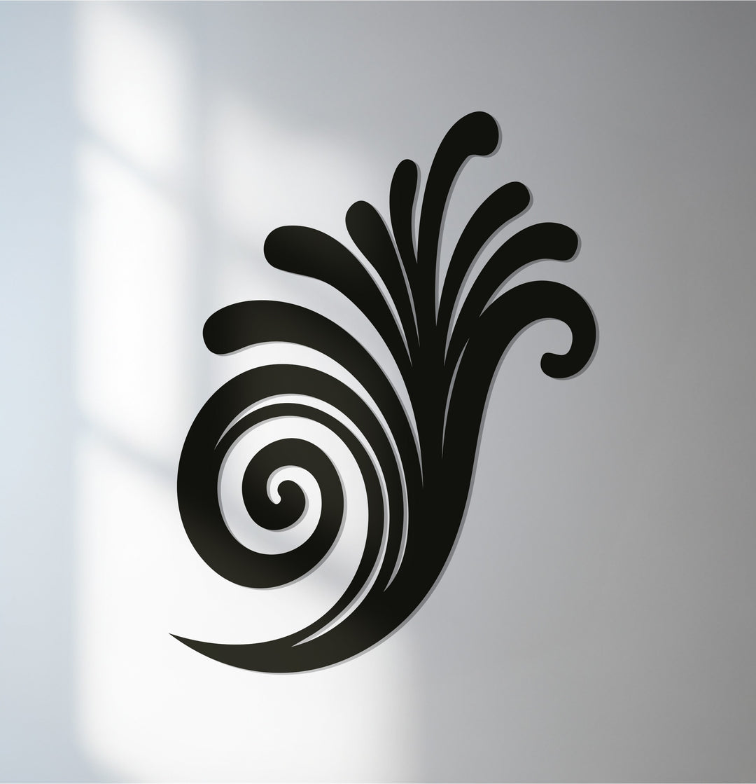 Spiral wave metal wall art in sleek black abstract design