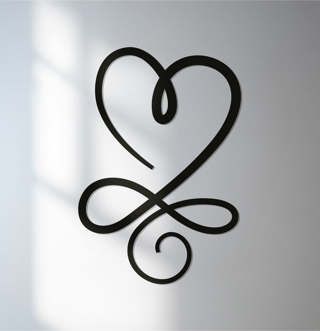 Infinity heart minimalist metal wall art design