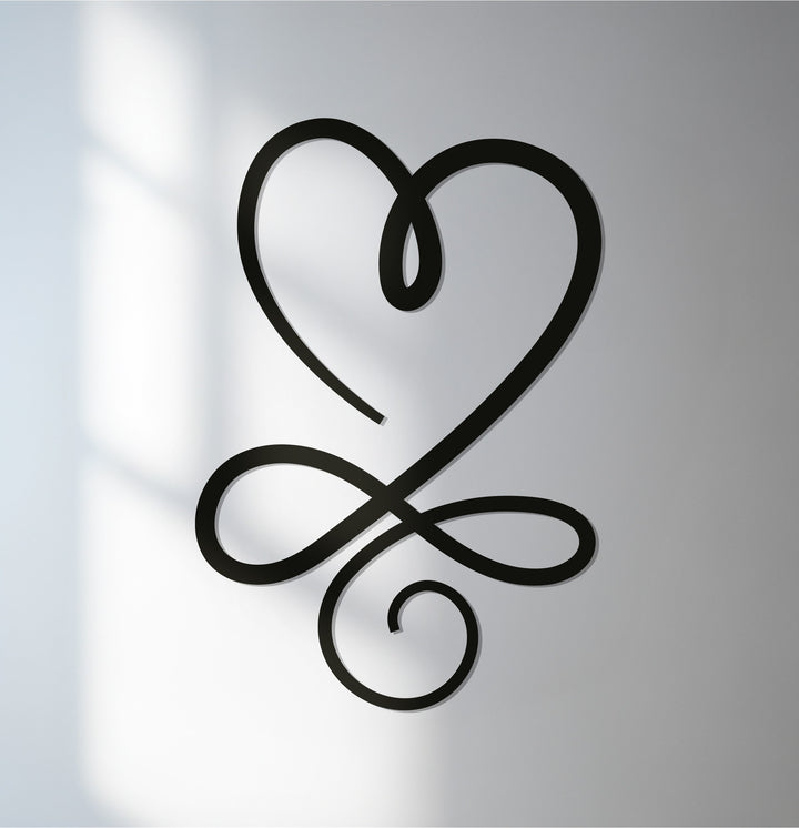 Infinity heart minimalist metal wall art design