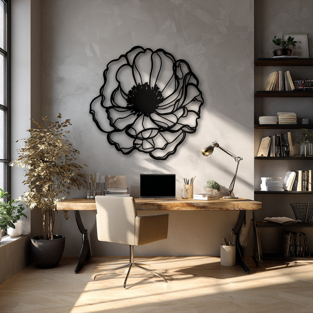The elegant lines of this unique metal wall art bloom create a graceful flow, enhancing the minimalist floral decor with a dynamic presence.