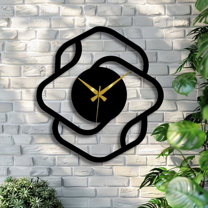 Subtle light and shadow define the sculptural form of the modern abstract square frame decorative metal art clock, highlighting its minimalist design.