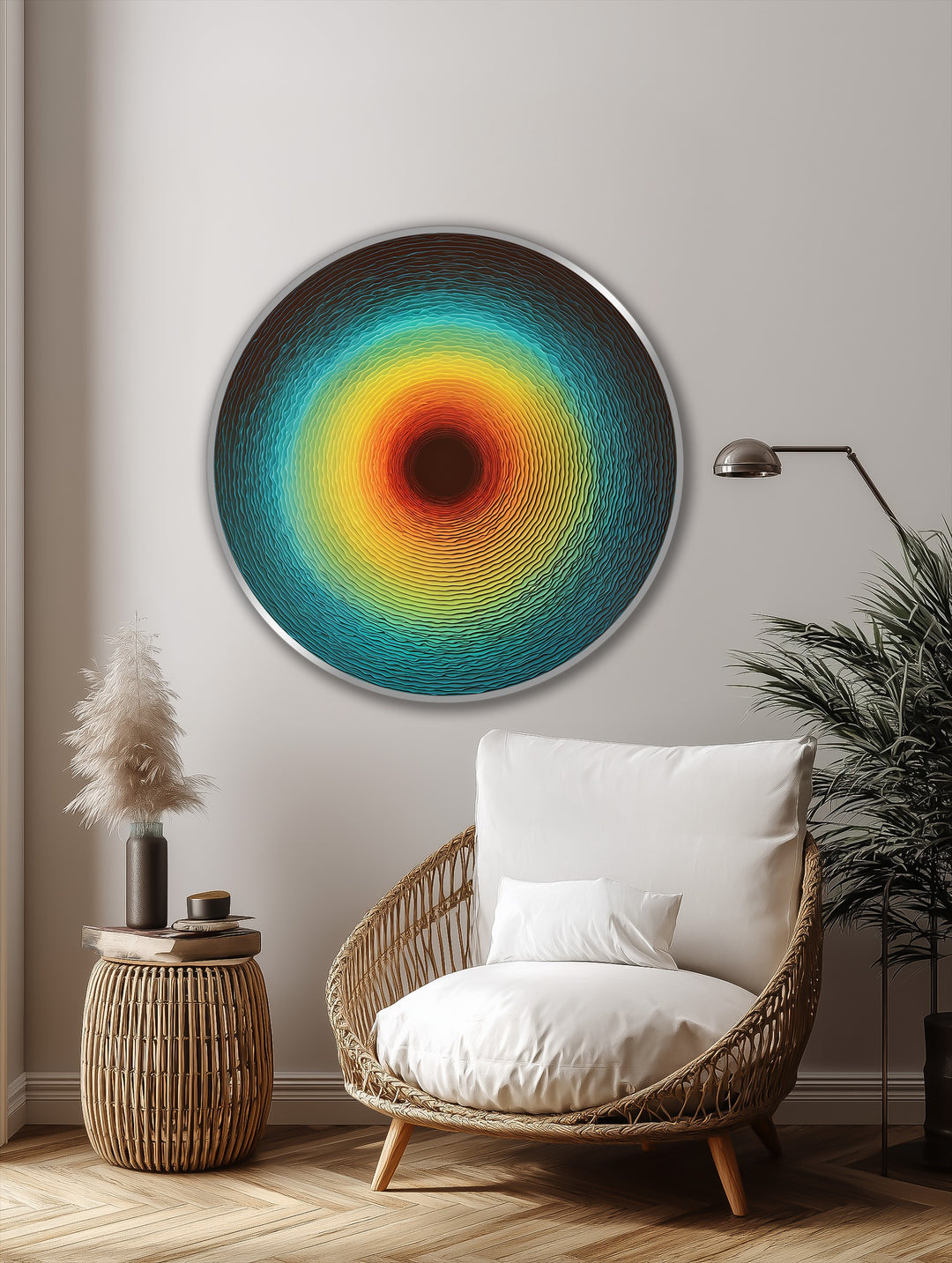 Disco de pulso solar – Círculo abstracto radiante Cuadro al óleo