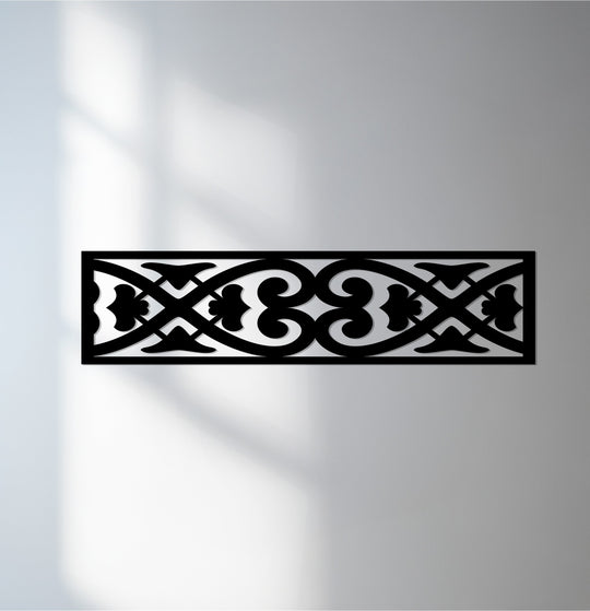 Illuminated by a window's light, this striking modern decorative metal art for wall panel features an eternal pattern, adding a touch of elegance to any space.