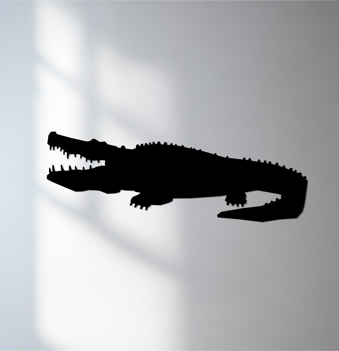 Crocodile metal wall art silhouette décor
