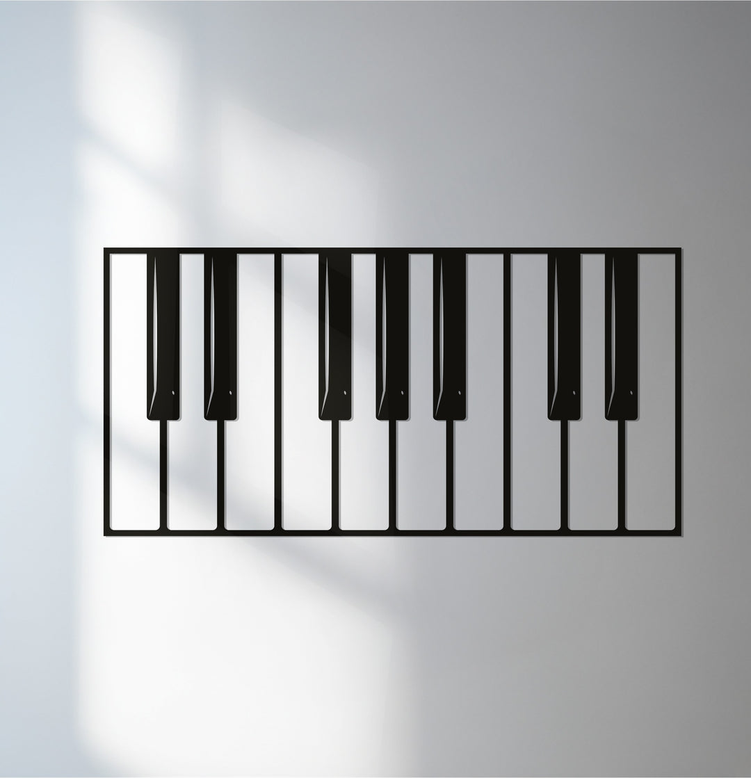 Minimalist piano keys metal wall art for modern music decor