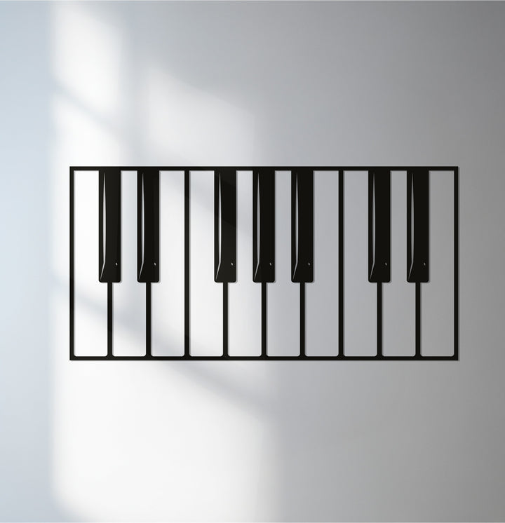 Minimalist piano keys metal wall art for modern music decor