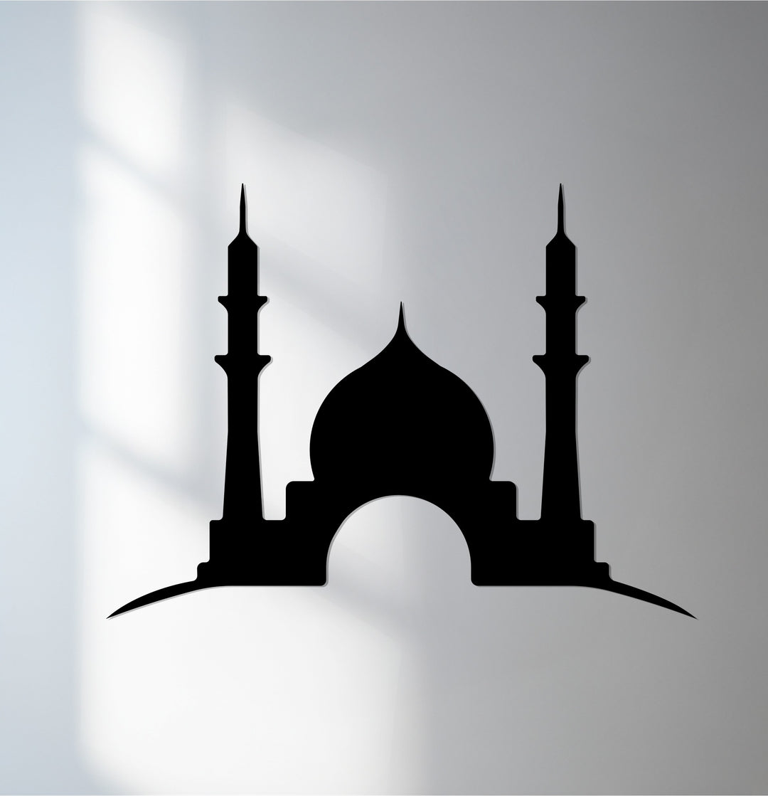 Twin minaret mosque metal wall art
