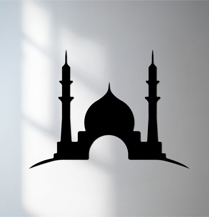 Twin minaret mosque metal wall art