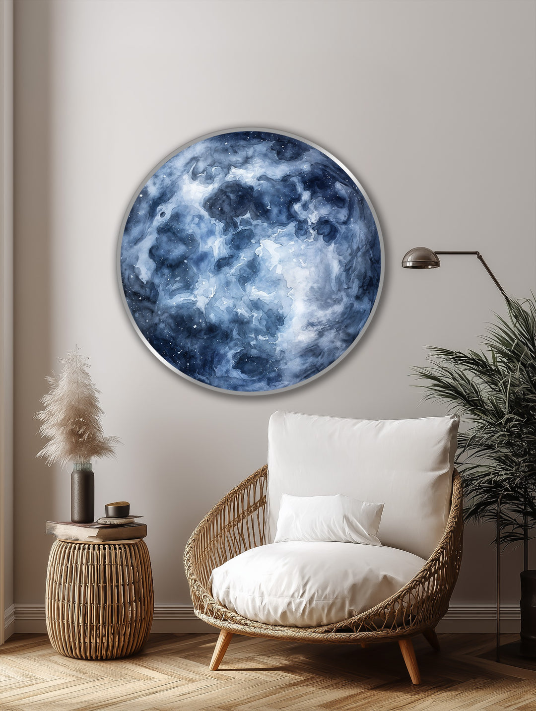 Oval der kosmischen Wellen Wandspiegel  – Moderner, geschichteter Metallspiegel