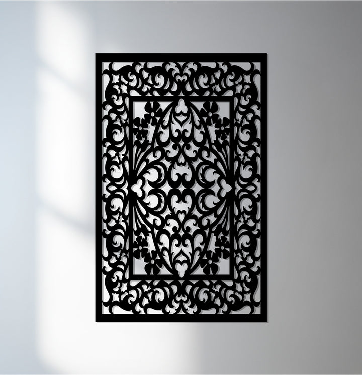 Ornate floral metal wall art panel