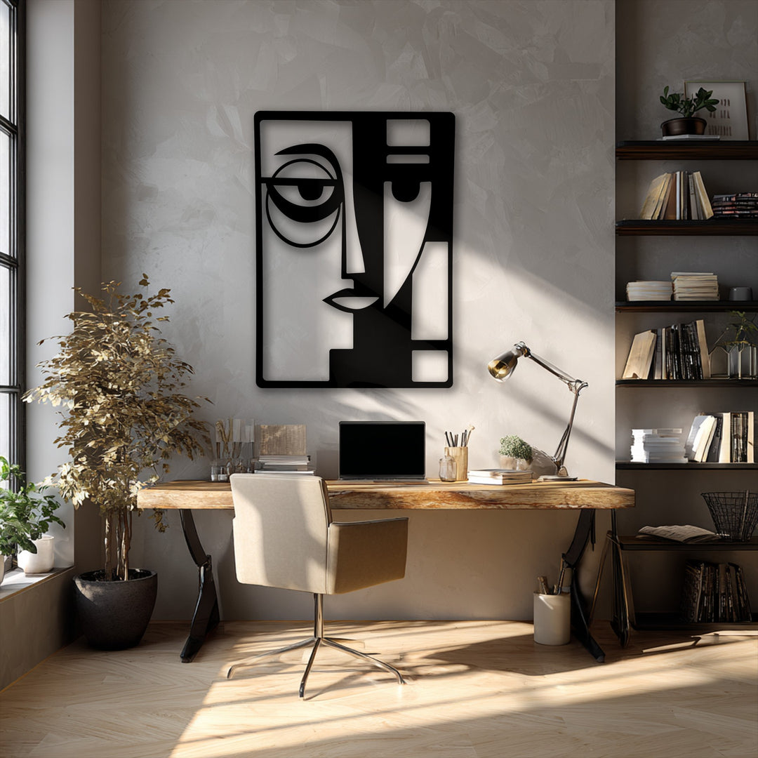 Organic forms emerge in the striking abstract dual face of the black metal wall art, serving as captivating decoration wall art.