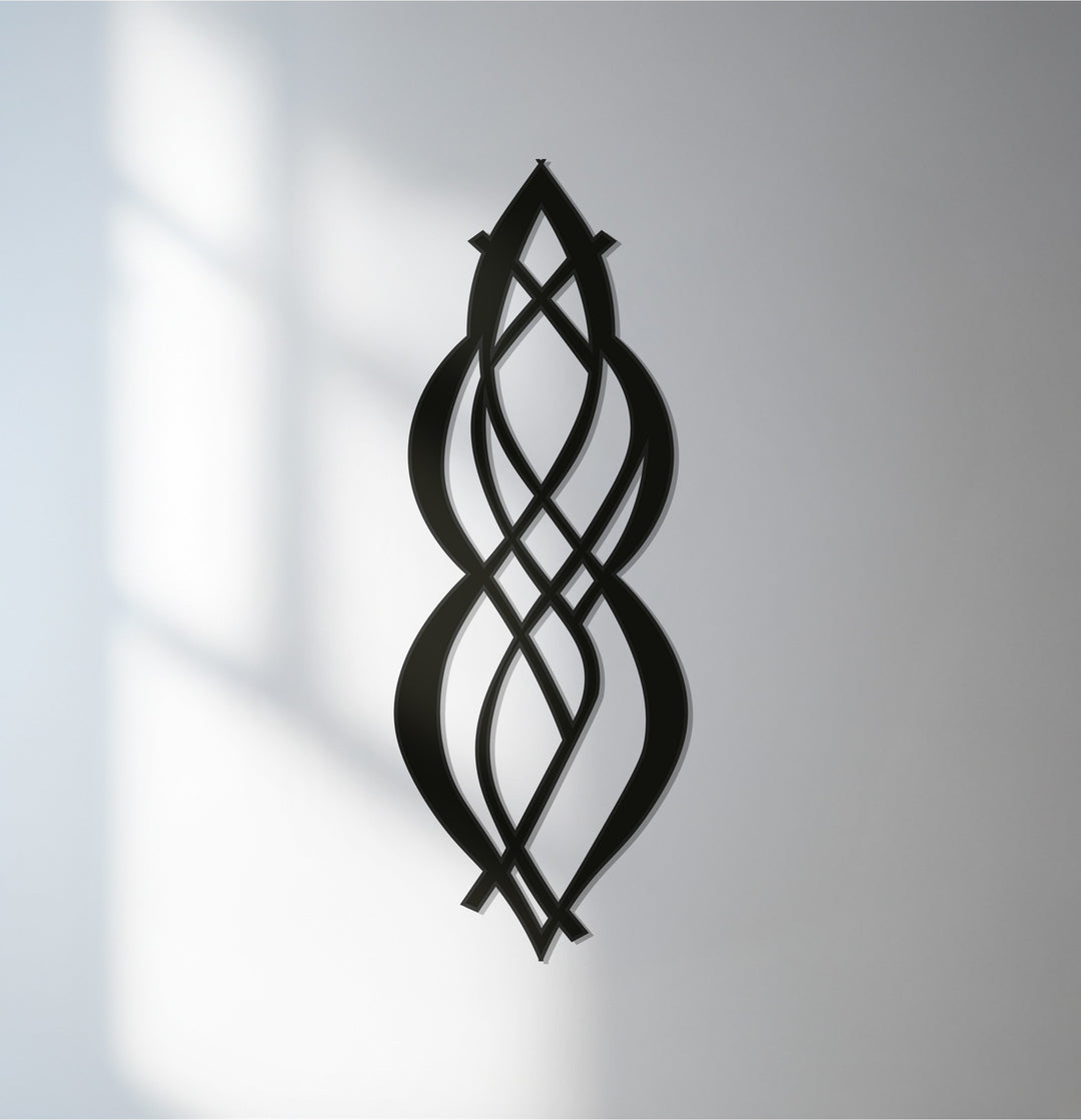 Abstract geometric metal wall art in black design
