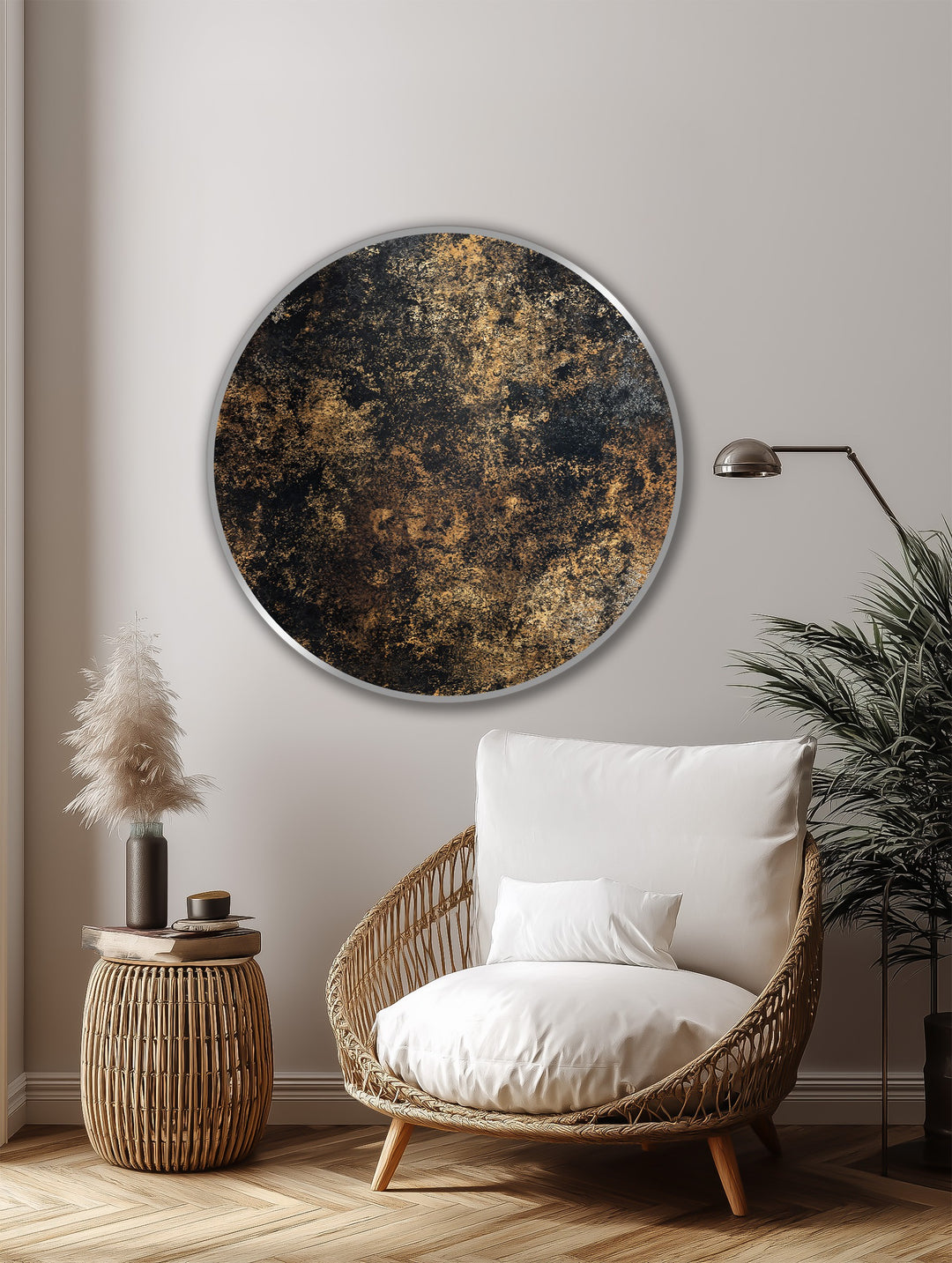 Oval der kosmischen Wellen Wandspiegel  – Moderner, geschichteter Metallspiegel