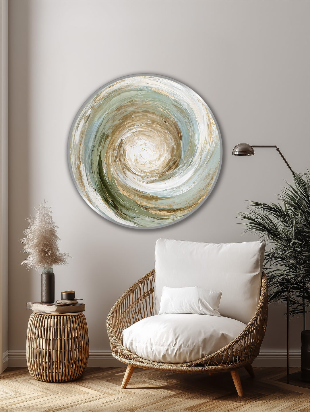 Espiral abstracta redonda en tonos tierra Cuadro al óleo