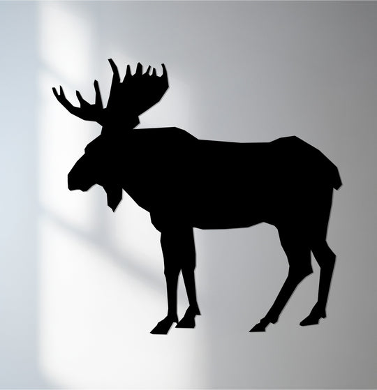 Revealing the realistic detail of a moose silhouette in a rustic wilderness scene, this metal art for wall captures the beauty of wildlife with its bold black lines.