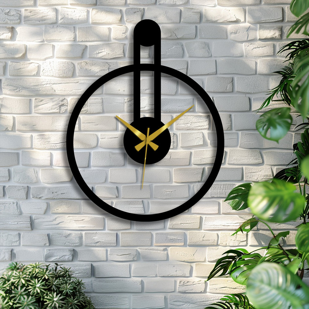 Emphasizing the stillness, the minimalist round metal wall clock, with its unique vertical accent and elegant lines, presents a captivating piece of decorative metal art.