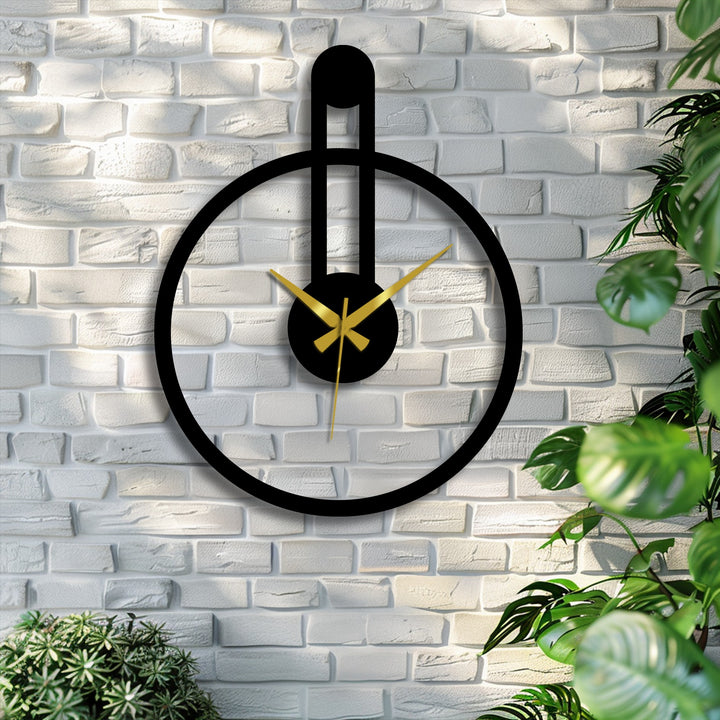 Emphasizing the stillness, the minimalist round metal wall clock, with its unique vertical accent and elegant lines, presents a captivating piece of decorative metal art.