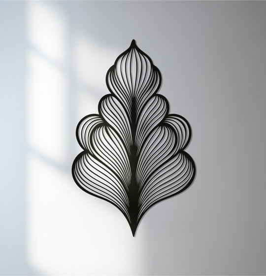 Black layered leaf metal wall art for modern botanical decor