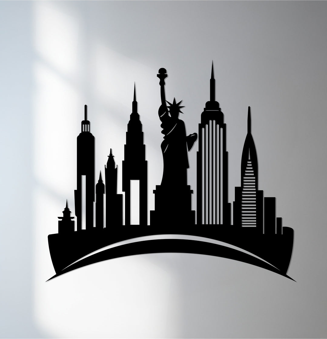 Global skyline metal wall art