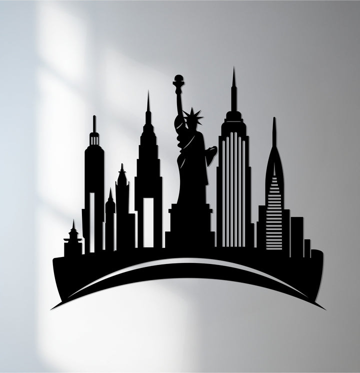 Global skyline metal wall art