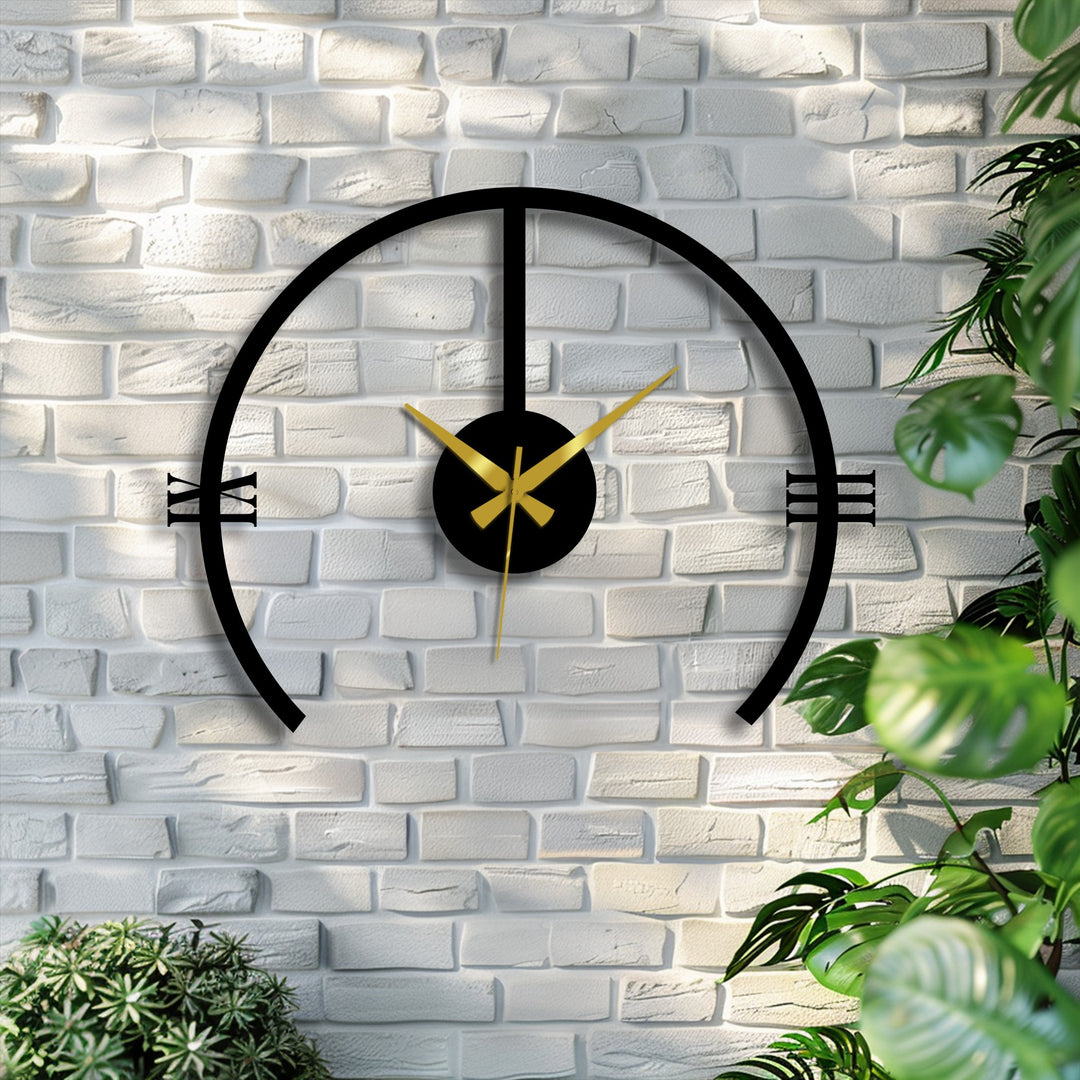 The stillness of this contemporary wall decor is captured with a modern arch metal wall clock and minimalist design, a striking piece of metal artwork.