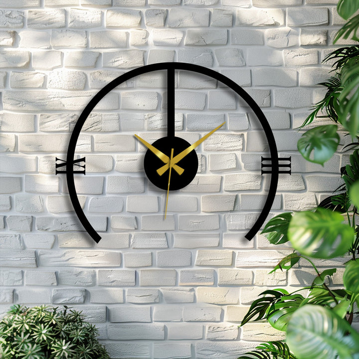 The stillness of this contemporary wall decor is captured with a modern arch metal wall clock and minimalist design, a striking piece of metal artwork.