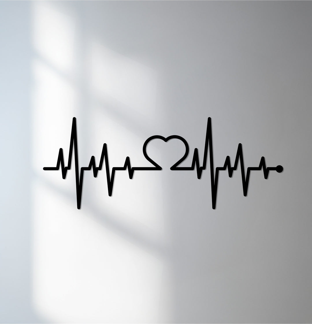 Heartbeat heart metal wall art