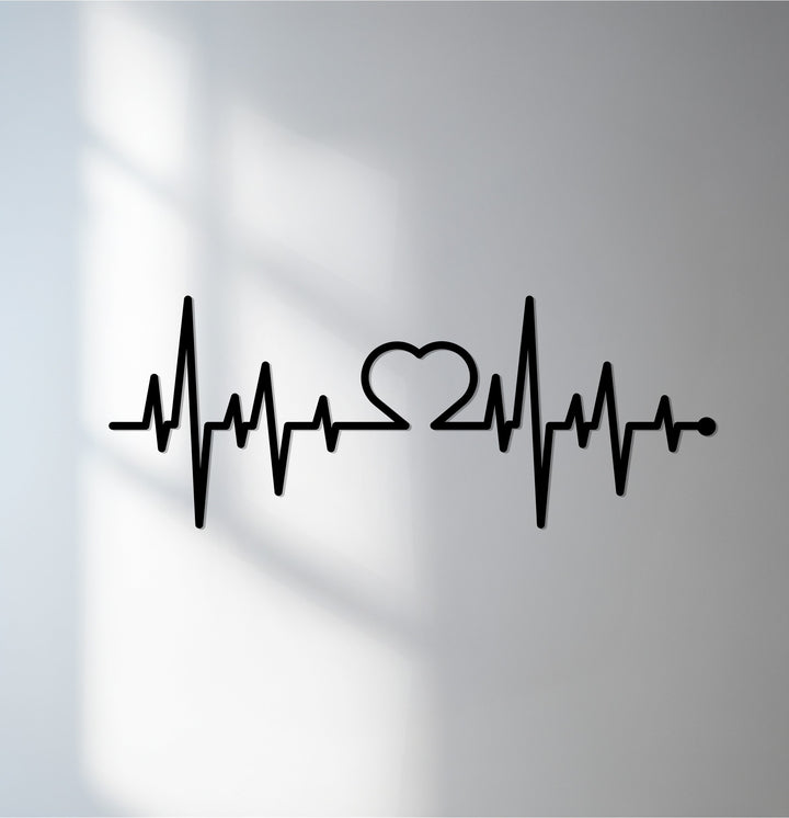 Heartbeat heart metal wall art