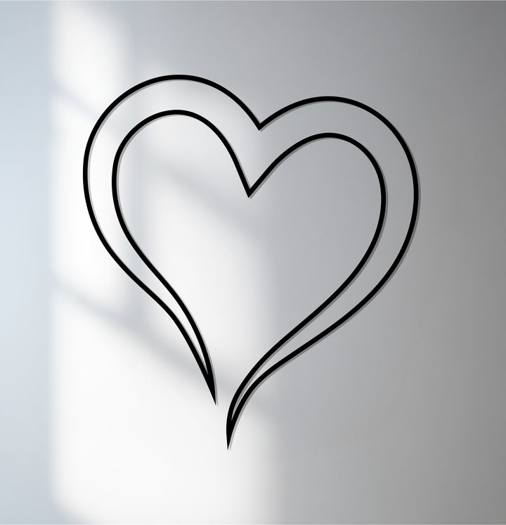 Double line heart metal wall art